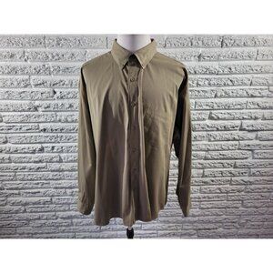 Doc & Amelia Mens Shirt 3XL Tan Polyester Long Sleeve Button Down Pocket BRO52E